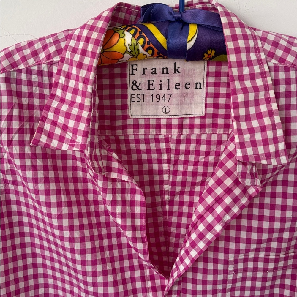 Frank & Eileen Pink and White Gingham Button-Down Shirt